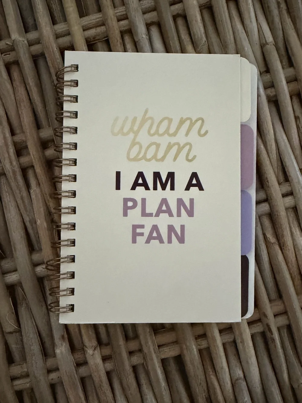 Flying Tiger Copenhagen- 'Wham Bam I Am A Plan Fan' small notebook w dividers